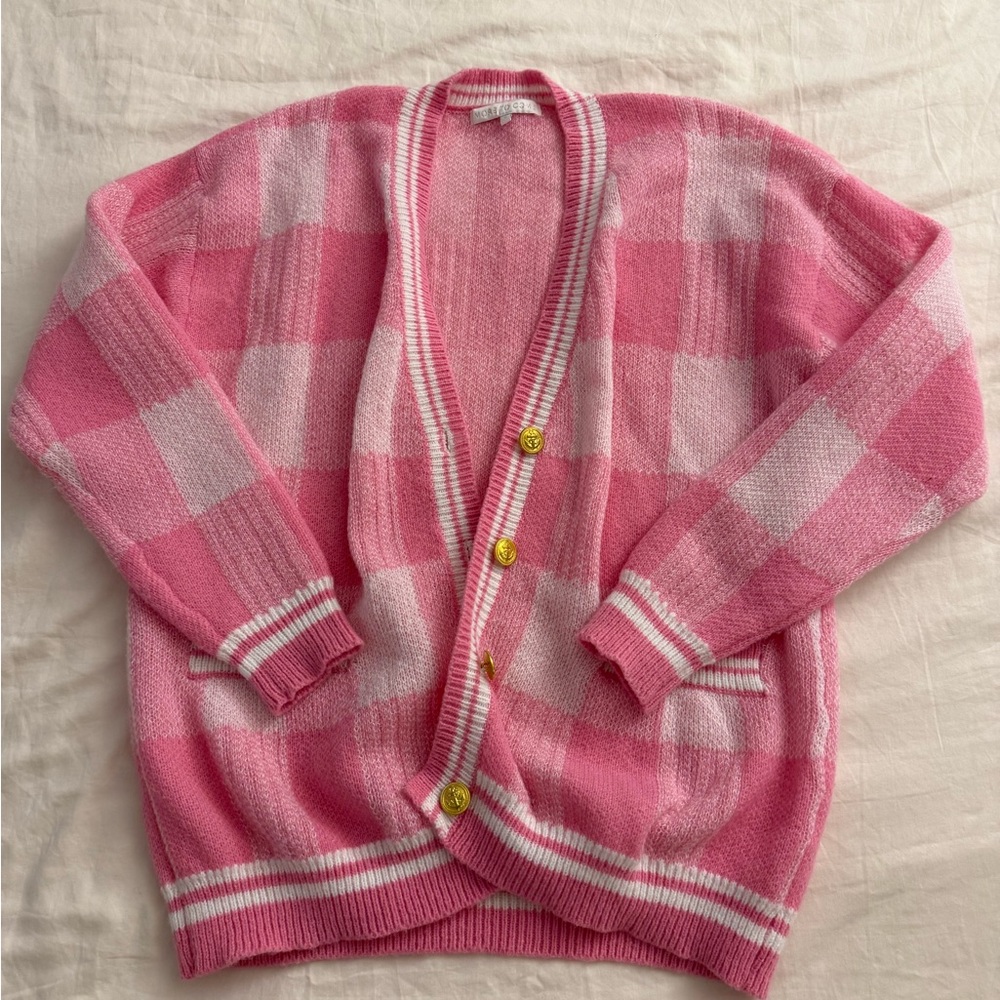 Cozy Pink Plaid Women's Cardigan